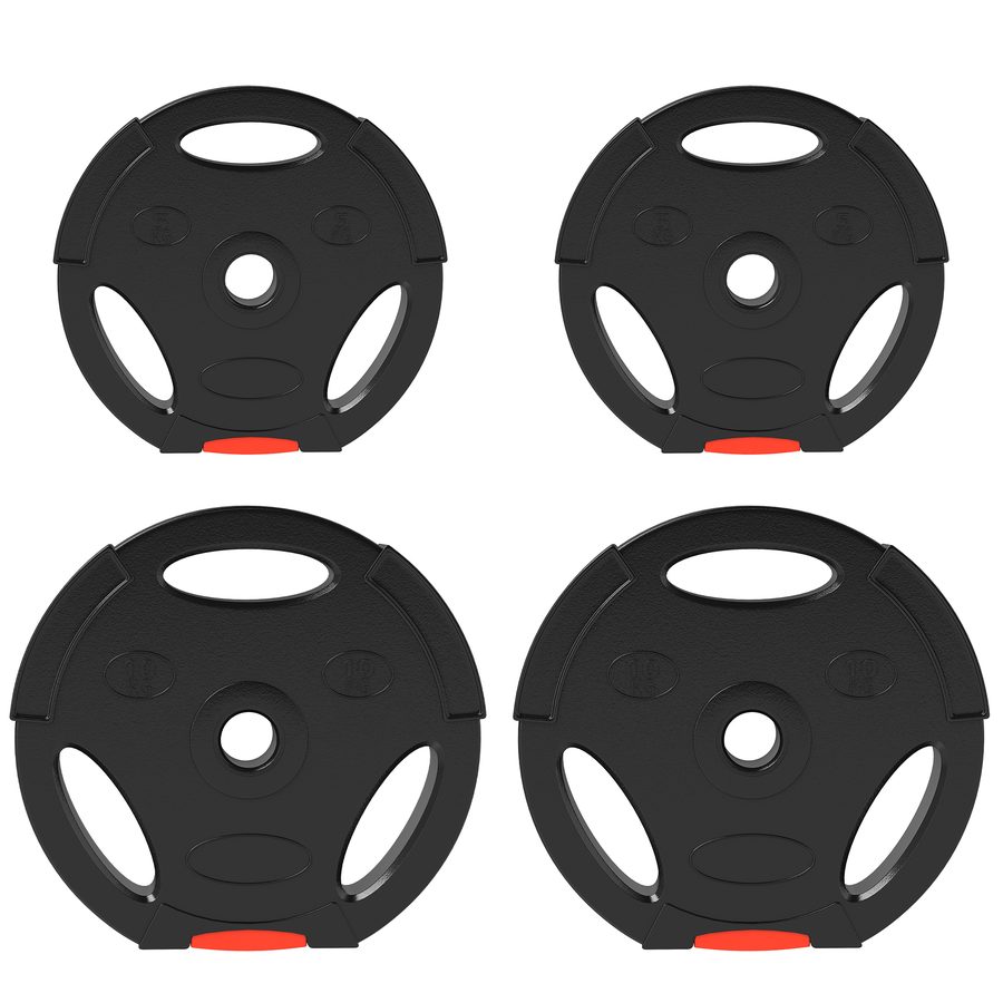 SPORTNOW 4er-Set Hantelgewichte, 2 x 5 kg/10kg Gewichte, Hantelscheiben-Set, Gewichtsscheiben für 2,5 cm Hantelstange, Ø 30 mm Bohrung, Schwarz   Aosom von SPORTNOW