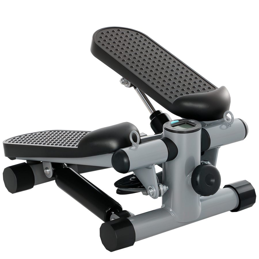 SPORTNOW 2 in 1 Mini-Stepper für Zuhause mit Power Ropes, Up-Down Swing Stepper mit LCD-Display, Stepper Hometrainer bis 100 kg für Bein-/Armtraining, Home Office Fitness Exercise, Grau   Aosom von SPORTNOW