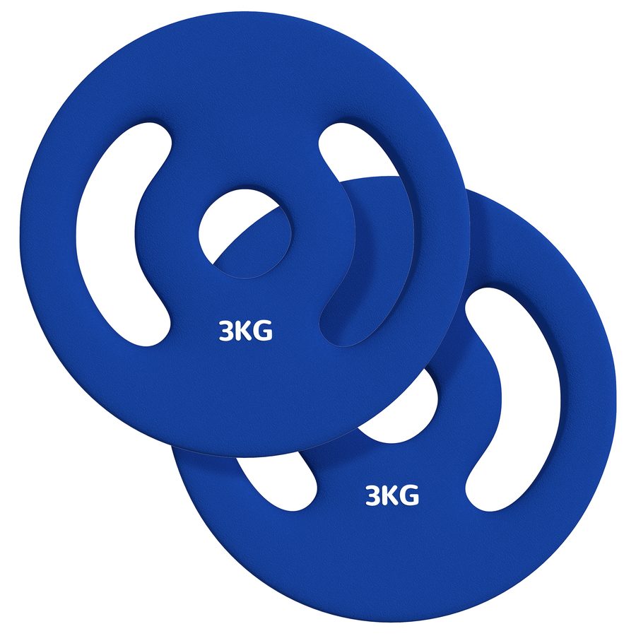 SPORTNOW 2er-Pack 3 kg Hantelscheiben, Hantelscheiben für 2,5 cm Stangen, mit einfachen Griffen für zu Hause, Fitnessstudio, Gewichtheben, aus Metall, Blau   Aosom von SPORTNOW