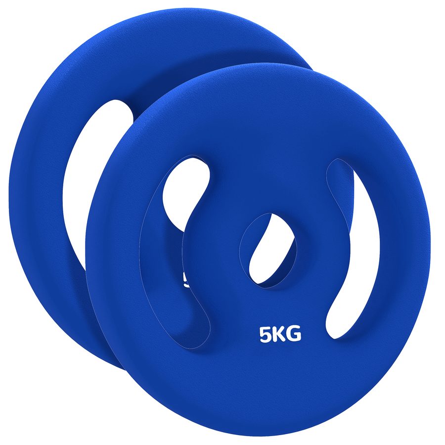 SPORTNOW 2er-Set Hantelgewichte, 2 x 5 kg Gewichte, Hantelscheiben-Set, Gewichtsscheiben für 2,5 cm Hantelstange, Ø 30 mm Bohrung, Blau   Aosom von SPORTNOW