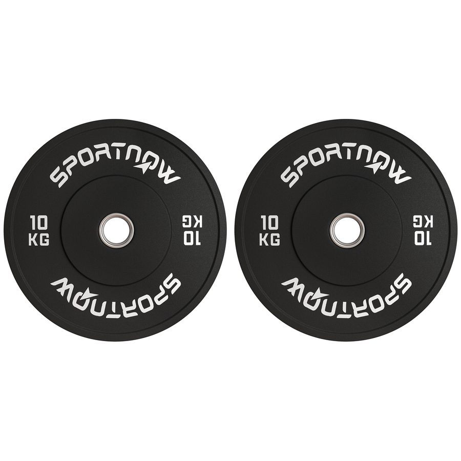 SPORTNOW 2er-Set Hantelgewichte, 2 x 10kg Gewichte, Hantelscheiben-Set, Gewichtsscheiben für 5 cm Hantelstange, Ø 50 mm Bohrung, Schwarz   Aosom von SPORTNOW