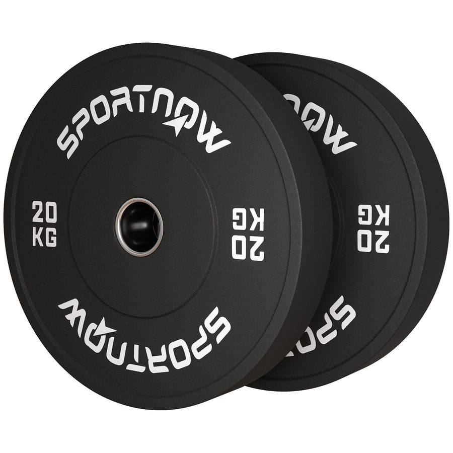 SPORTNOW 2er-Set Hantelgewichte, 2 x 20kg Gewichte, Hantelscheiben-Set, Gewichtsscheiben für 5 cm Hantelstange, Ø 50 mm Bohrung, Schwarz   Aosom von SPORTNOW