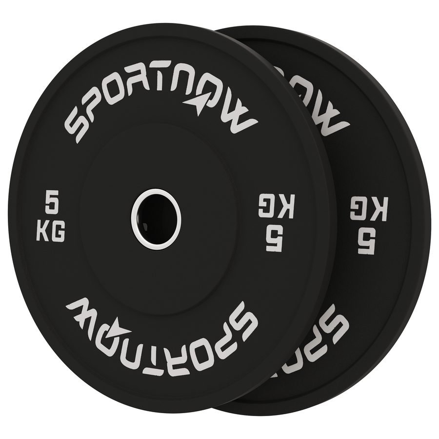 SPORTNOW Set 2 Hantelscheiben 2x5 kg aus Gummi, Scheiben für Fitnessstudio und Zuhause mit 5 cm Loch für Hanteln und Langhanteln, Schwarz   Aosom von SPORTNOW