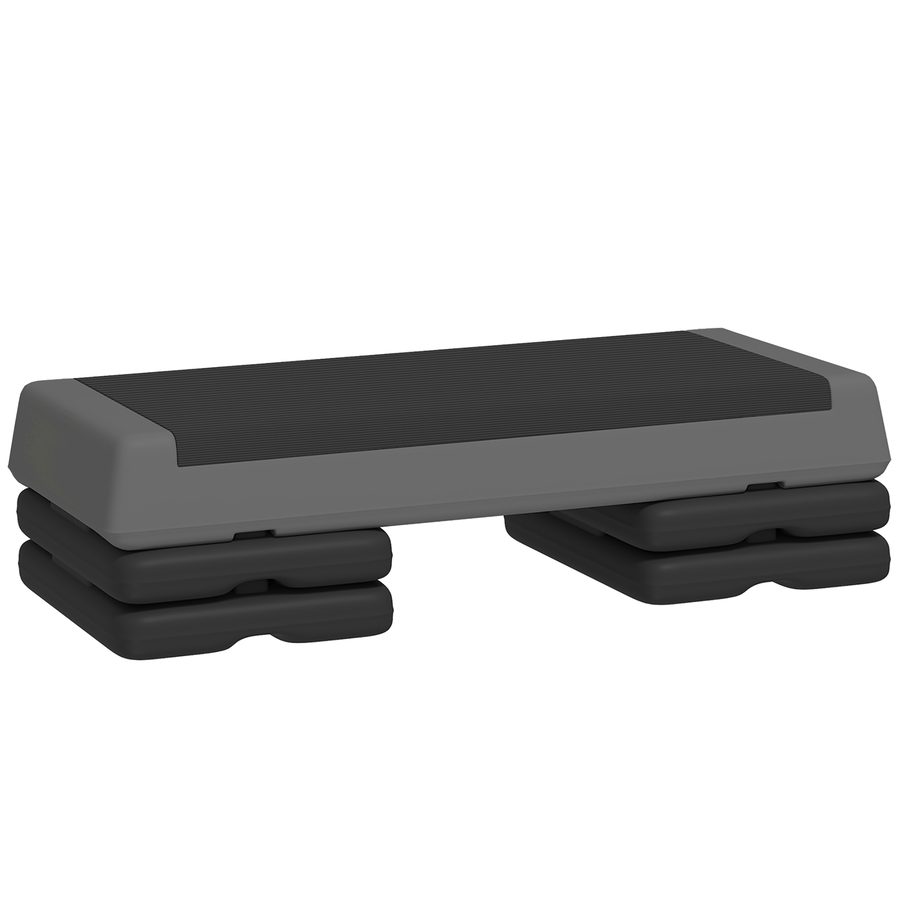 SPORTNOW Aerobic-Stepper, 10,5/15,5/20,5cm Höhenverstellbare Steppbrett, rutschfest, für Zuhause, Fitnessstudio, Büro, Kunststoff, Grau   Aosom von SPORTNOW