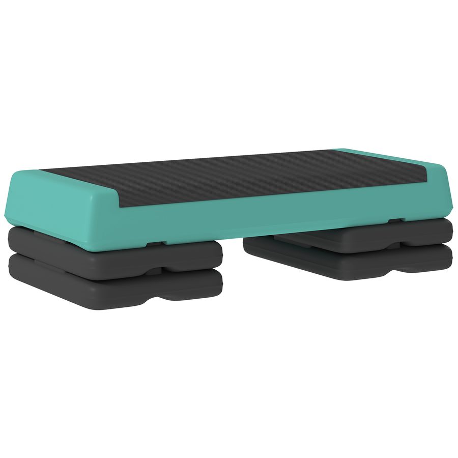 SPORTNOW Steppbrett höhenverstellbar Fitness Aerobic Stepper mit 3 Stufen (10,5/15,5/20,5 cm), Anti-Rutsch-Matte, Rutschfest Step Bench für Zuhause Fitnessstudio Büro Grün   Aosom von SPORTNOW