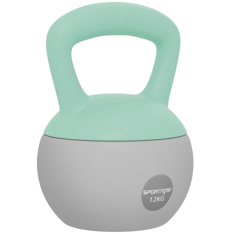 SPORTNOW Kettlebell 12 kg mit rutschfestem Griff für Fitness, Krafttraining und Cardio, grau und grün   Aosom von SPORTNOW