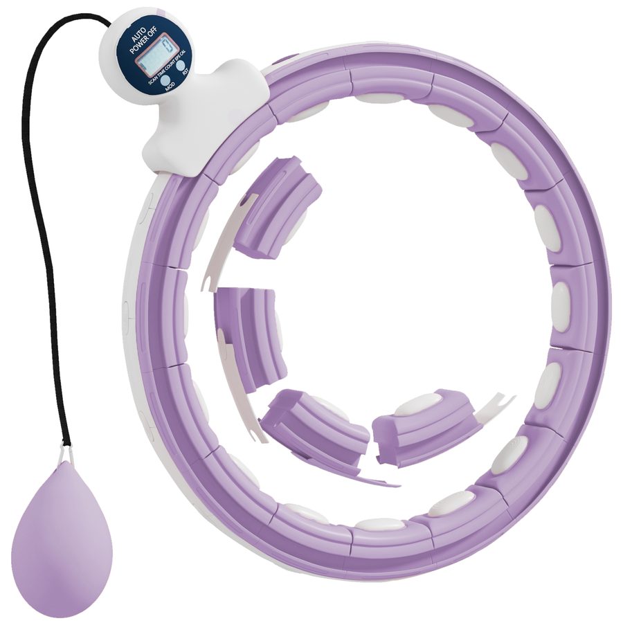 SPORTNOW Smart Hula Hoop Reifen Erwachsene mit Gewicht Kugel Zähler 16 Knoten (76-113cm) Einstellbar Fitness Leise Abnehmen Ausrüstung Infinity Hula-Hoop für Gewichtsverlust, Fitness Violett   Aosom von SPORTNOW