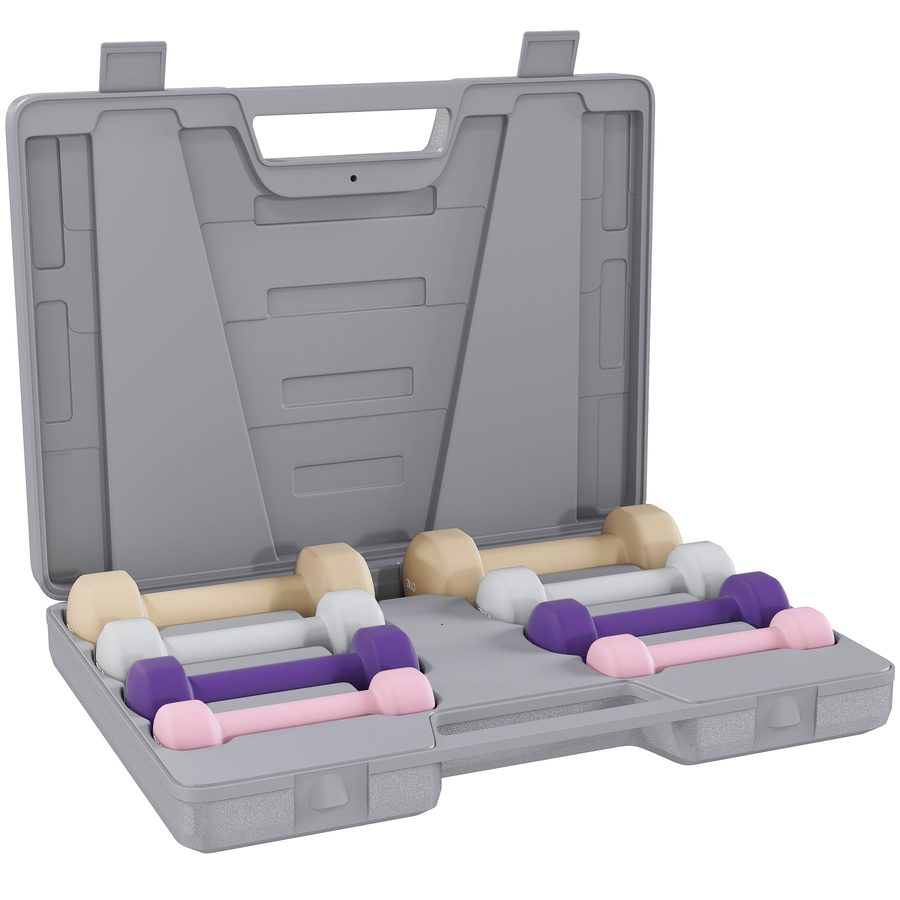 HOMCOM Hantelset 4 Paar 0,5kg-10kg Hanteln mit Koffer, Hantel-Set aus Gusseisen, Hexagon Hanteln Set, Kurzhanteln für Männer Frauen, Dumbbell für Fitnessstudio, Krafttraining   Aosom von HOMCOM