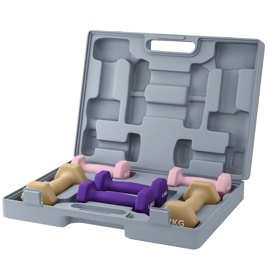 SPORTNOW Hantelset, 6er Set Hanteln mit Gewichten, Kurzhantelset aus Stahl, 1kg, 1,5kg, 2kg Kurzhanteln für Männer und Frauen, Dumbbell Set für Zuhause, Fitnessstudio, Krafttraining   Aosom von SPORTNOW
