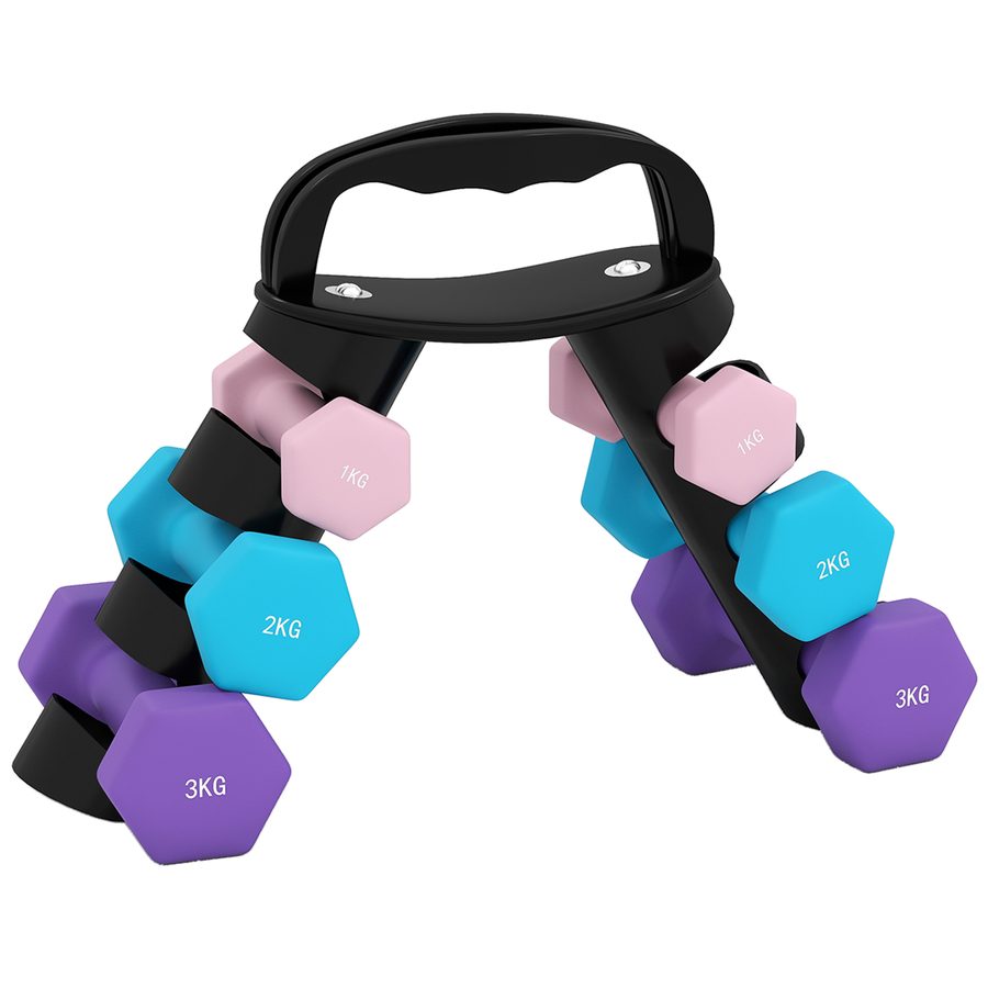SPORTNOW Hantelset 3 Paar 1kg - 12kg Hanteln mit Ständer, Hantel-Set, Hexagon Hanteln Set, Kurzhanteln für Männer Frauen, Dumbbell für Fitnessstudio, Krafttraining   Aosom von SPORTNOW