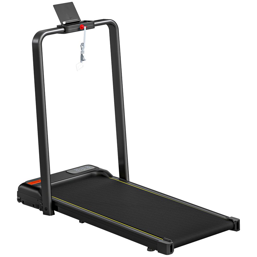 SPORTNOW 2-in-1 Laufband, klappbares Laufband 4% Neigung, 1-6 km/h, Walking Pad mit Fernbedienung und LED, 2,0HP, kompaktes Laufband, unter dem Schreibtisch nutzbar für Zuhause & Büro, schwarz   Aosom von SPORTNOW