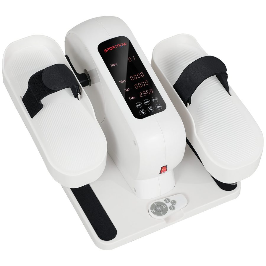 SPORTNOW Mini Ellipsentrainer für Zuhause Untertisch Elektrischer Crosstrainer mit 12 Geschwindigkeiten & 7 Widerstand Fernbedienung LED-Display Rutschfest Leise Beintrainer für Senioren Erwachsene   Aosom von SPORTNOW