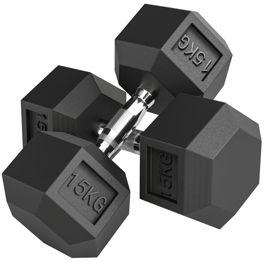 HOMCOM Hanteln mit gerändeltem Griff, Kurzhantel aus Gusseisen, 2 x 15kg, Kurzhanteln für Männer und Frauen, Dumbbell für Zuhause, Fitnessstudio, Krafttraining   Aosom von HOMCOM