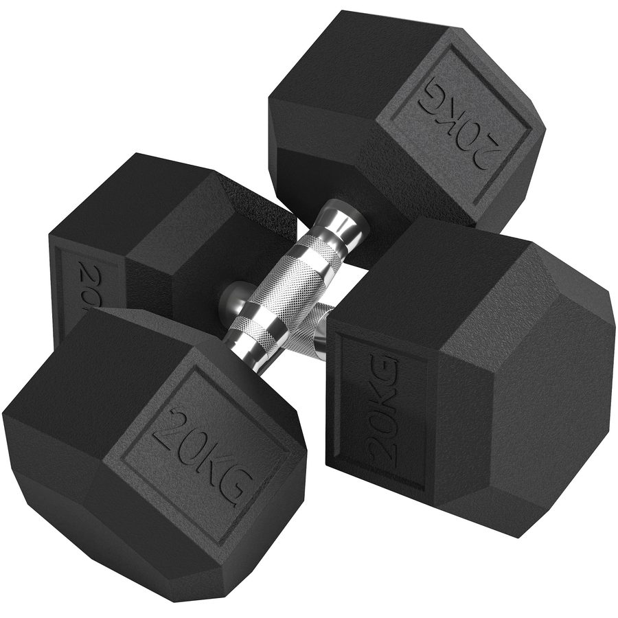 HOMCOM Hantelset, 2er Set Hanteln mit gerändeltem Griff, Kurzhantelset aus Gusseisen, 2 x 20 kg, Kurzhanteln für Männer und Frauen, Dumbbell Set für Zuhause, Fitnessstudio, Krafttraining   Aosom von HOMCOM