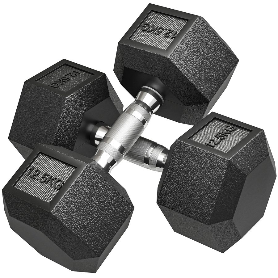 HOMCOM Hanteln mit gerändeltem Griff, Kurzhantel aus Gusseisen, 2 x 12,5 kg, Kurzhanteln für Männer und Frauen, Dumbbell für Zuhause, Fitnessstudio, Krafttraining   Aosom von HOMCOM