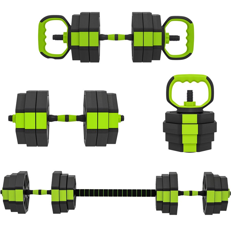 SPORTNOW Verstellbares Hantelset, 4 in 1, 25kg, Gewichtsset als Kettlebell, Stange, Hanteln oder Liegestützhalter, Fitnessgerät für Männer und Frauen, Heim-Fitnessstudio   Aosom von SPORTNOW