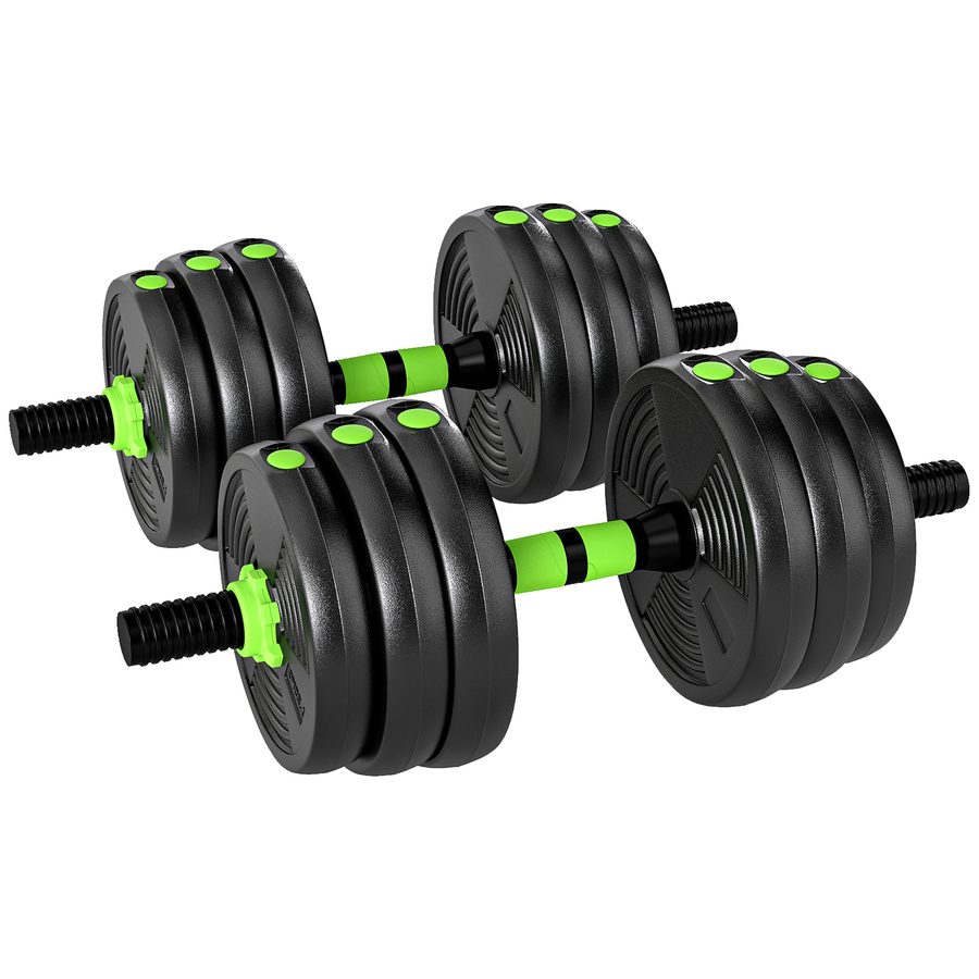 SPORTNOW 3-in-1 Hantelset verstellbar 20 KG Kurzhantel Set Kurzhanteln Langhanteln Hanteln Set Dumbbell mit Verbindungsrohr Kurzhantelset für Krafttraining Zuhause Fitnessstudio   Aosom von SPORTNOW