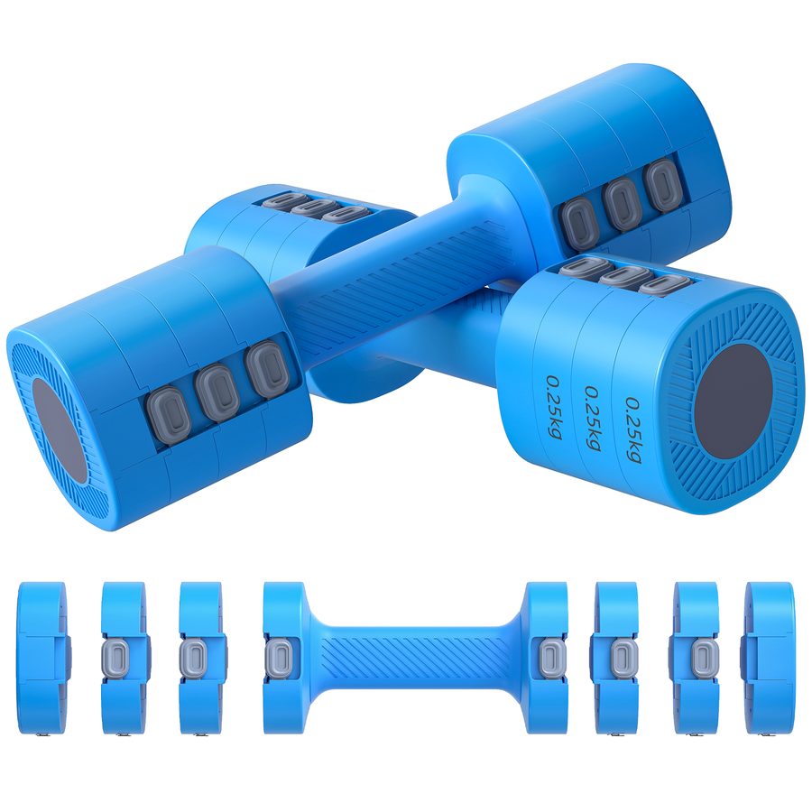 SPORTNOW Verstellbares 4‑in‑1 Hantelset 1/1,5/2/2,5 kg, Metall-Gewichts- und Hantelset mit rutschfesten Griffen und quadratischem Design, für Heimtraining, Fitnessstudio, Blau   Aosom von SPORTNOW