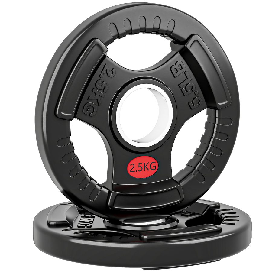 SPORTNOW Set Gewichtsscheiben 2x2.5 kg mit 5 cm Loch, Paar Hantelscheiben mit 3 Grifföffnungen für Training zu Hause und im Fitnessstudio, aus Stahl mit Kunststoffbeschichtung, Schwarz   Aosom von SPORTNOW