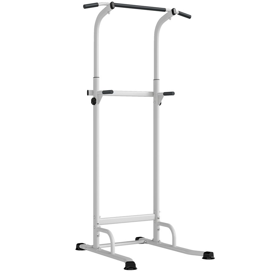 SPORTNOW Power Tower höhenverstellbar 176,5-227 cm Dip-Station multifunktionale Klimmzugstange mit Stahlrahmen, kompaktes Fitnessgerät für Heimtraining, 120 kg Belastbarkeit   Aosom von SPORTNOW