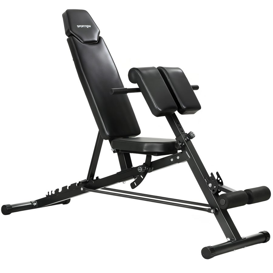 SPORTNOW Hantelbank verstellbar 4 in 1 Trainingsbank mit Beinstrecker Curlpult 6-Fach Rückenlehne, verstellbar Sitz & Polster, Multifunktionale Schrägbank 150 kg Last Rückentrainer für Home Gym   Aosom von SPORTNOW
