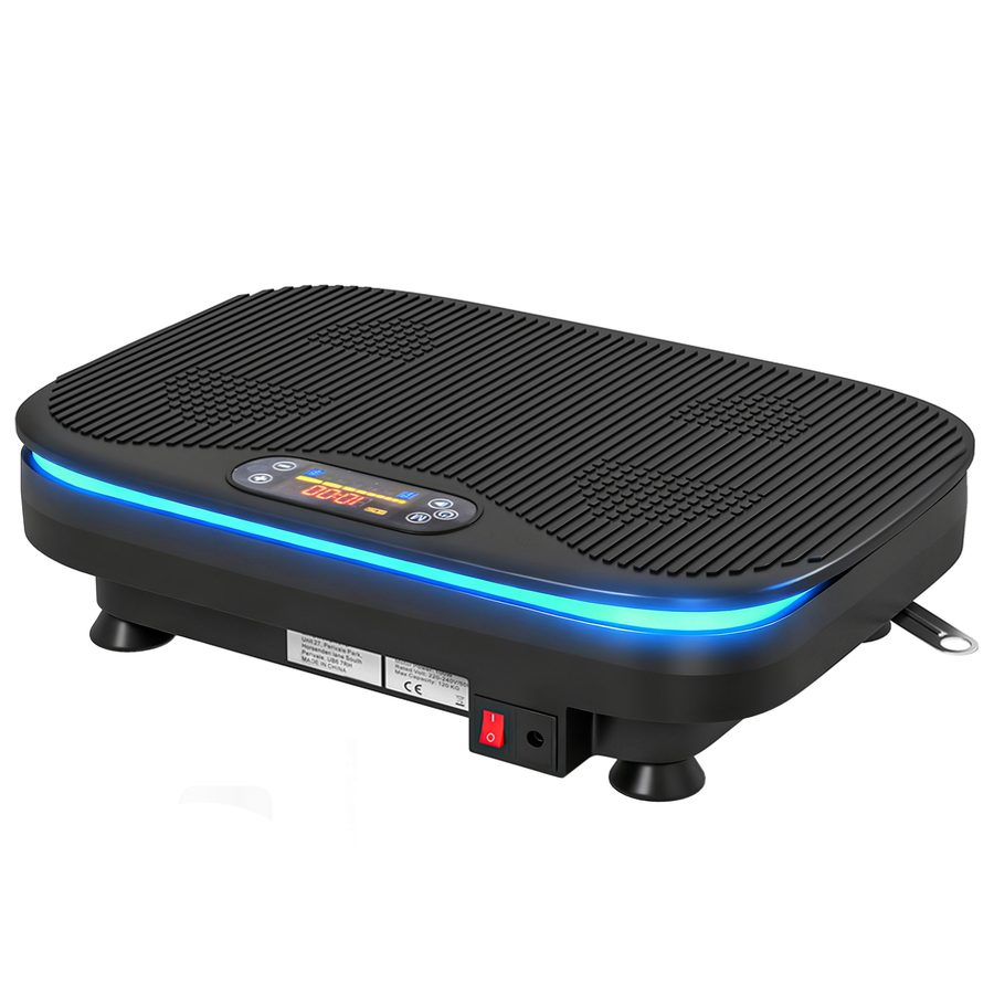 SPORTNOW Vibrationsplatte Rüttelplatte mit 99 Intensitätsstufen 3 Vorprogramm Lichtern Bluetooth Widerstandsbänder Kompakt Vibrationsgerät Vibrationstrainer für Muskelaufbau Ganzkörpertraining   Aosom von SPORTNOW