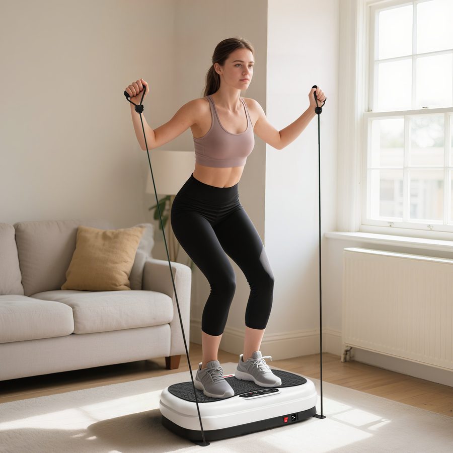 SPORTNOW Vibrationsplattform, 50 Geschwindigkeitsstufen, 3 Programme, Vibrationsplatte mit LED-Display, Fernbedienung, Widerstandsbänder, Ganzkörpertraining, Heimtraining   Aosom von SPORTNOW