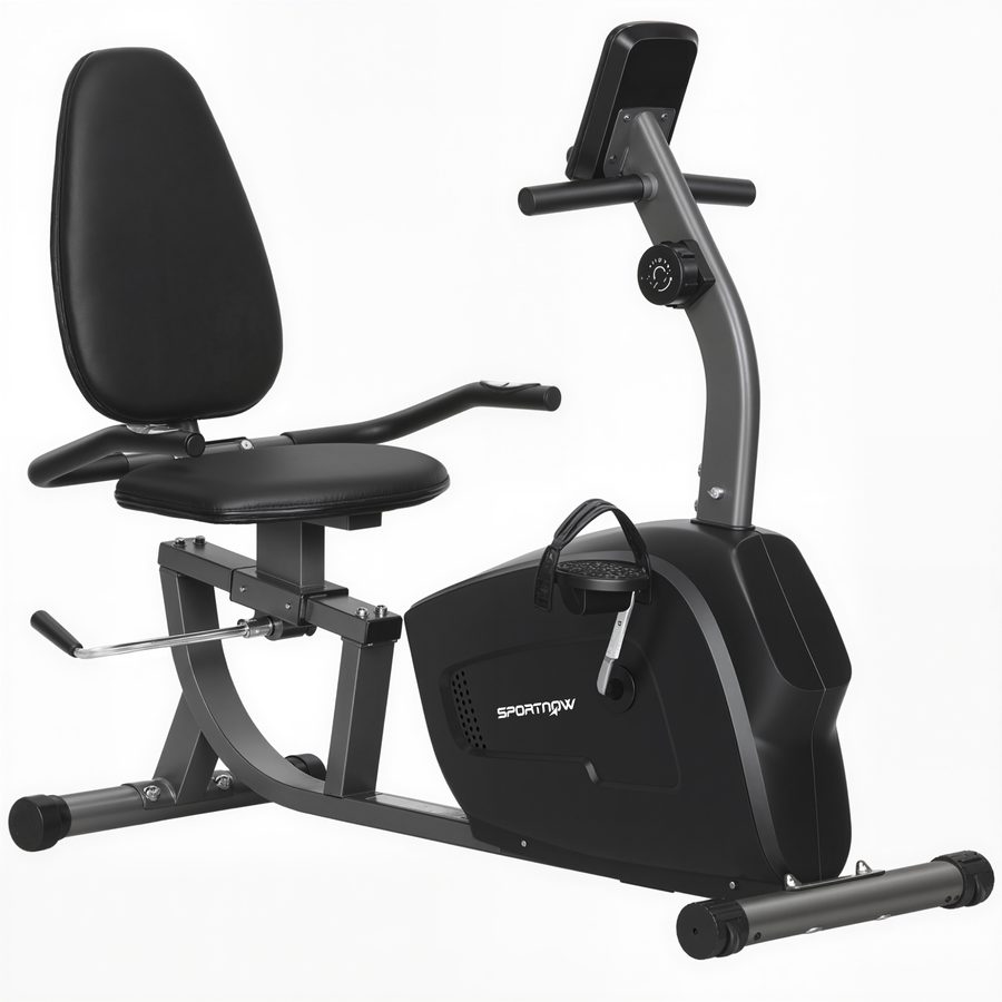 SPORTNOW Liegeergometer für Zuhause mit 8 verstellbar Widerstandsstufen Magnetbremse Pulssensoren LCD-Display Leise Liegerad Heimtrainer mit verstellbar Bequem Sitz Hometrainer Fahrrad Bis 135 kg   Aosom von SPORTNOW