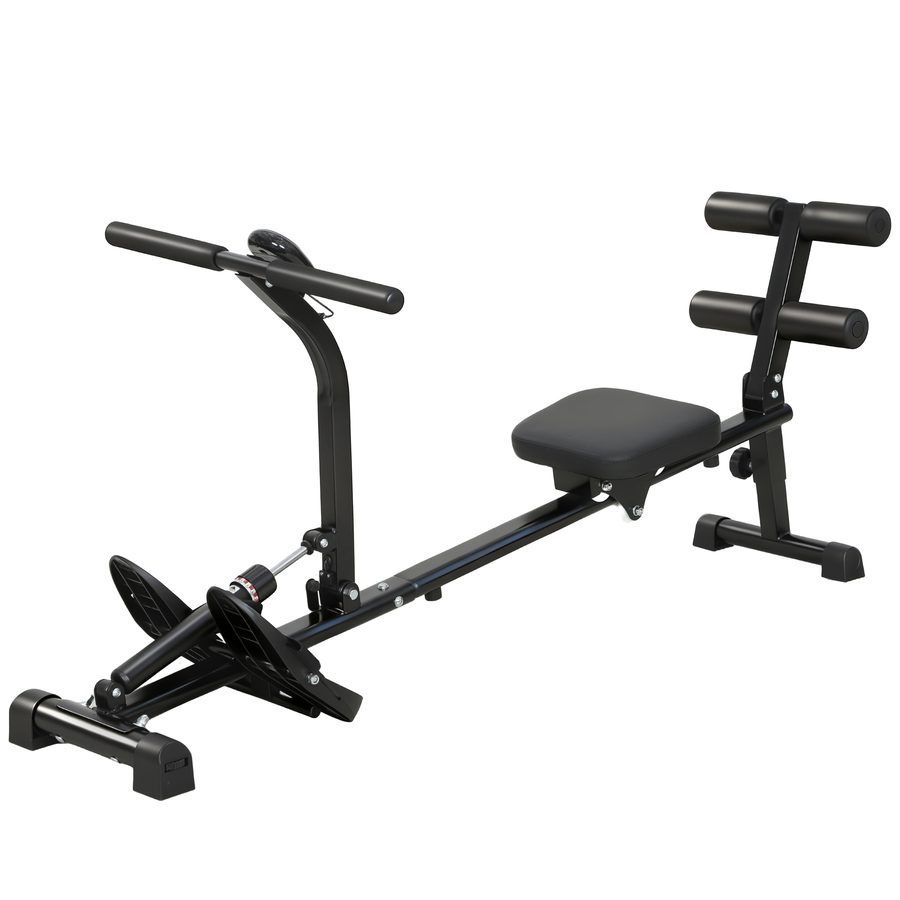 SPORTNOW 2 in 1 Rudergerät für Zuhause leises Rudergeräte mit 12 Widerstandsstufen LCD-Display Sit-up-Funktion Vertikale Lagerung Rudermaschine bis 100kg Heimrudergerät für Heimfitness   Aosom von SPORTNOW