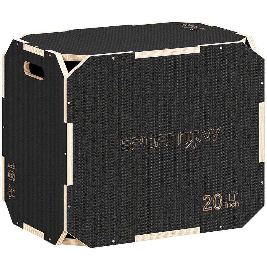 SPORTNOW 3-in-1 Plyo Box Plyometrische Sprungbox mit 3 Sprunghöhen Griffen Kantenfreie Step-Up Jumping Box 61 x 51 x 41 cm Plyometric Platform Fitnessgerät für Plyometrisches Training Workout   Aosom von SPORTNOW