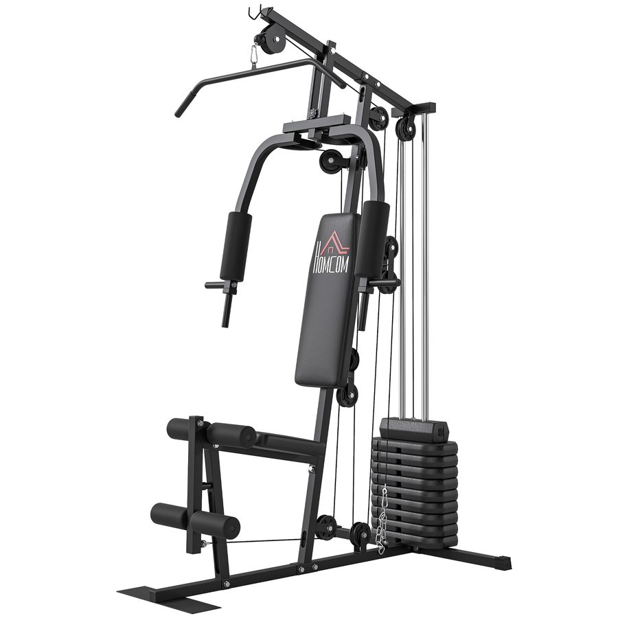HOMCOM Kraftstation Fitnessgerät mit 9 x 5-kg-Gewichten, insgesamt 45 kg, Ganzkörpertraining - 200 x 135 x 103 cm   Aosom von HOMCOM