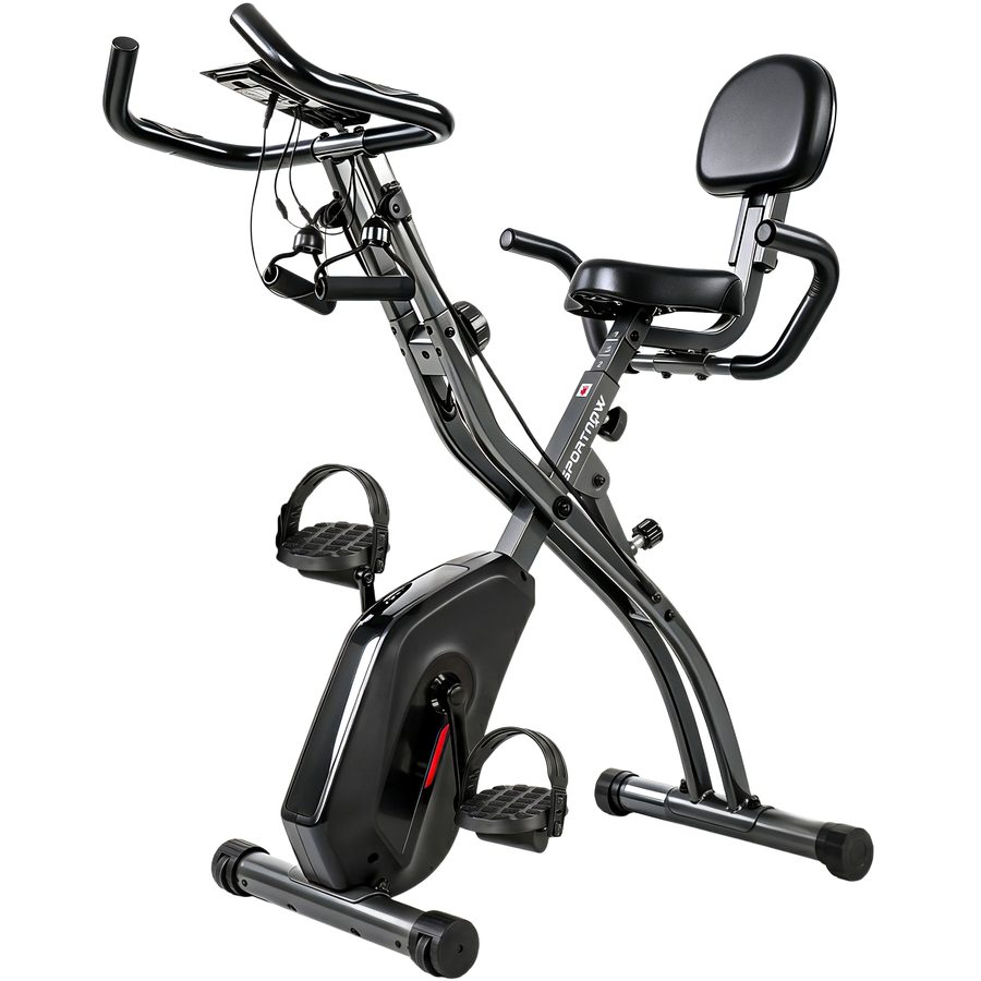 SPORTNOW 3 in 1 Heimtrainer Fahrrad Klappbar Leise Liegeergometer mit LCD Monitor Bluetooth Herzfrequenz Sensor Widerstandsband Senioren Hometrainer Fahrrad mit verstellbar Sitz Ergometer Heimtrainer   Aosom von SPORTNOW