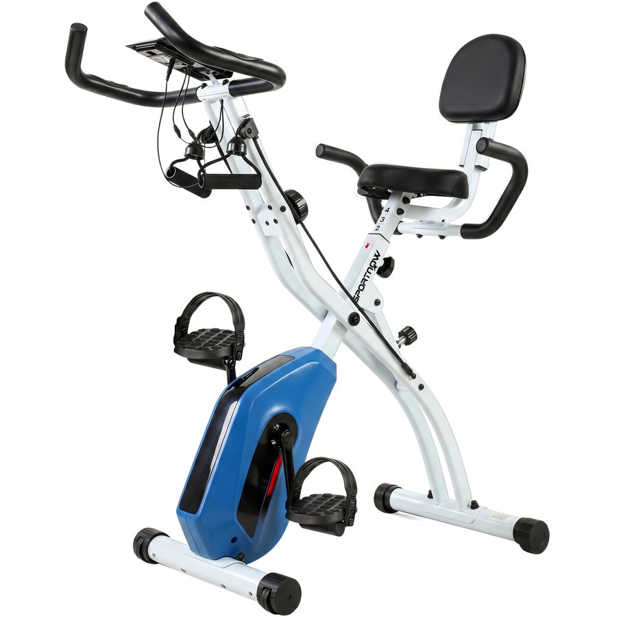 SPORTNOW 3-in-1 Klapp-Heimtrainer, leise, Bluetooth-kompatibel mit Kinomap & Zwift - Fitnessbike mit 8-stufigem Magnetwiderstand und Widerstandsbändern für das Training zu Hause   Aosom von SPORTNOW