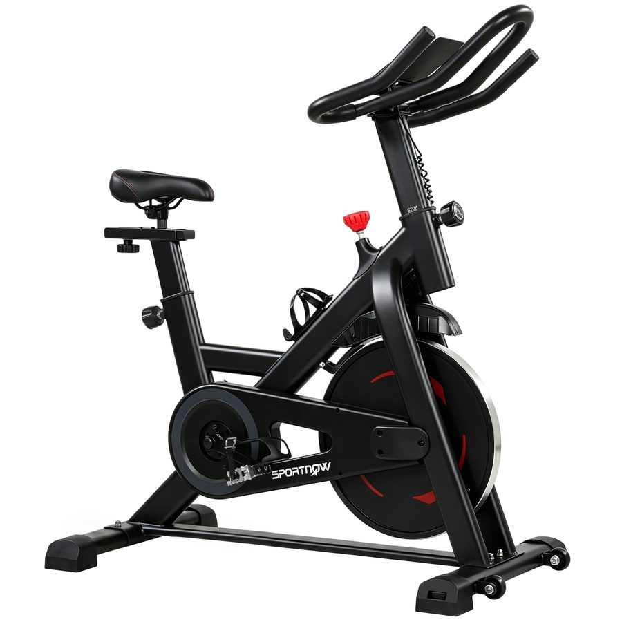 SPORTNOW Heimtrainer Fahrrad Höhenverstellbar Hometrainer mit Magnetwiderstand APP LCD-Monitor verstellbar Lenker Handyhalter Getränkehalter, Leise Stabil Ergometer Fitnessbike Indoor Cycling Bike   Aosom von SPORTNOW