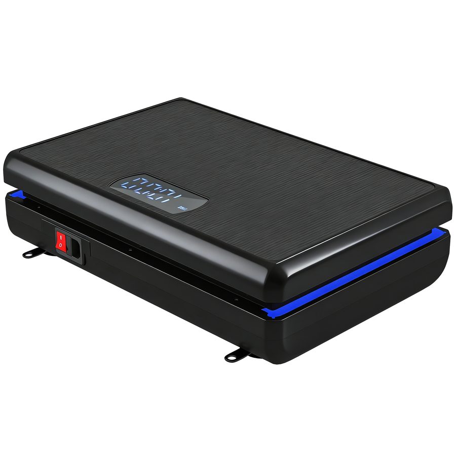 SPORTNOW Vibrationsplatte Rüttelplatte mit 120 Intensitätsstufen 5 Vorprogramm LED-Lichtern Widerstandsbänder Rutschfest Vibrationsgerät Kompakt Vibrationstrainer für Muskelaufbau Ganzkörpertraining   Aosom von SPORTNOW