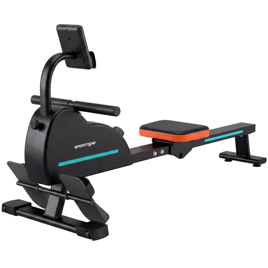 SPORTNOW Rudergerät für Zuhause, leises magnetisches Rudergerät, 16 Widerstandslevel, Bluetooth-App, LCD-Display, Telefonhalter, Rollen, platzsparende vertikale Aufbewahrung, Max. 130 kg, Home Fitness Studio   Aosom von SPORTNOW