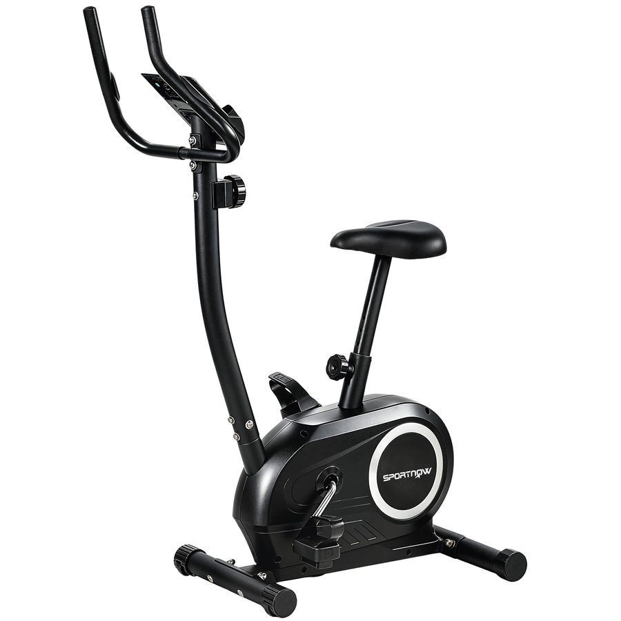 SPORTNOW Heimtrainer Fahrrad Höhenverstellbar Hometrainer mit 8 verstellbar Widerstandsstufe APP LCD-Monitor Pulssensoren Handyhalter verstellbar Pedalriemen, Ergometer Fitnessbike Indoor Cycling Bike   Aosom von SPORTNOW