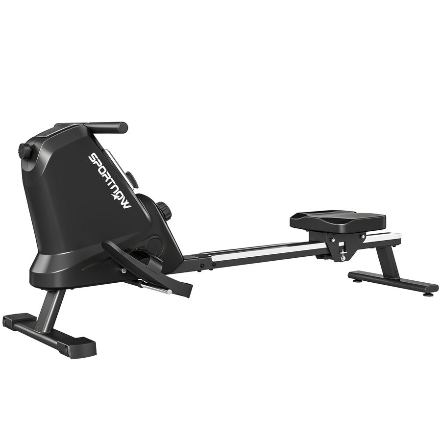 SPORTNOW Rudergerät für Zuhause, leises magnetisches Rudergerät mit 16 Widerstandsstufen, Bluetooth-App, Aluminiumschiene, LCD-Display, Telefonhalter, Rollen, platzsparende Vertikalaufbewahrung, bis 130 kg   Aosom von SPORTNOW