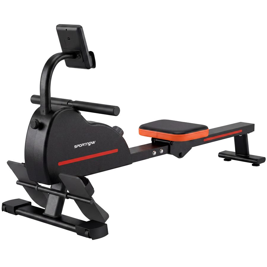 SPORTNOW Magnet-Rudergerät mit Bluetooth und App-Anbindung (Kinomap & Zwift) - 16 Widerstandsstufen - Leises Rudergerät mit LCD-Display für Heimtraining und Gewichtsreduktion, Rot   Aosom von SPORTNOW