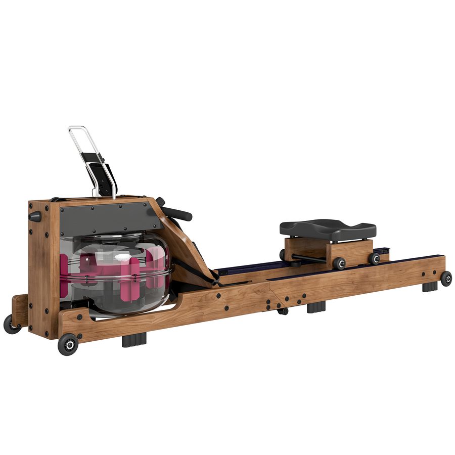 SPORTNOW Wasser Rudergerät für Zuhause aus Gummiholz Klappbar Rudermaschine mit Bluetooth APP Doppel-Aluminiumschienen LCD Display Komfortabler Sitz Handyhalterung Wasserrudergerät bis 158 kg   Aosom von SPORTNOW