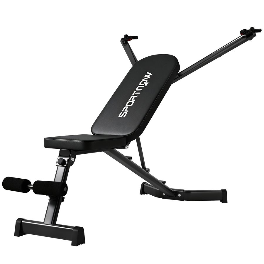 SPORTNOW Hantelbank klappbar Trainingsbank mit Beinstrecker 3-Fach Rückenlehne, 3 Widerstandsstufe, Multifunktionale Schrägbank 300 kg Last Rückentrainer für Ganzkörpertraining Home Gym   Aosom von SPORTNOW