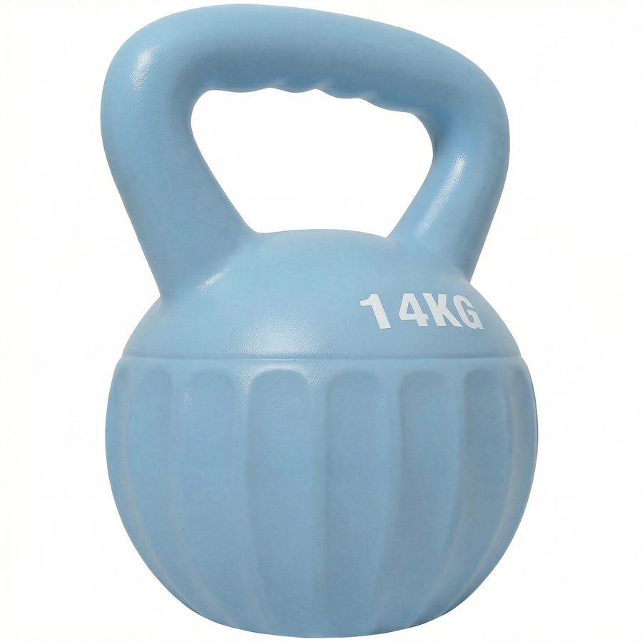 SPORTNOW Kettlebell 14 kg, Hantel mit rutschfestem Griff, Kugelhantel, Krafttraining, Fitnessstudio, blau   Aosom von SPORTNOW