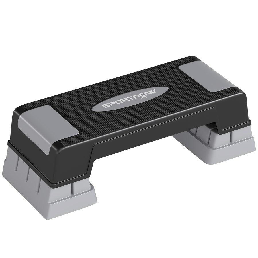 SPORTNOW Aerobic-Stepper 3 Stufen, höhenverstellbar 12/17,5/22,5 cm, rutschfeste Oberfläche, belastbar bis 250 kg, Aerobic-Stepper für Zuhause und Fitnessstudio, Grau   Aosom von SPORTNOW