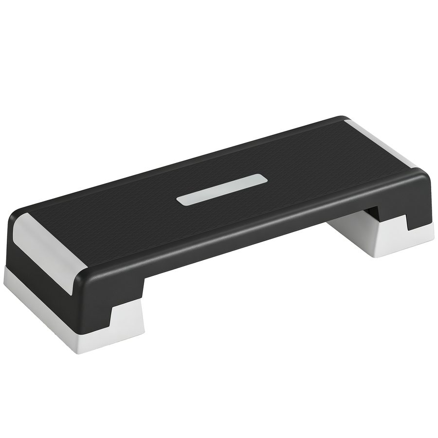 SPORTNOW Steppbrett höhenverstellbar Fitness Aerobic Stepper mit 3 Stufen (15/20/25 cm), Anti-Rutsch-Matte, Rutschfest Step Bench für Zuhause Fitnessstudio Büro Schwarz+Grau   Aosom von SPORTNOW