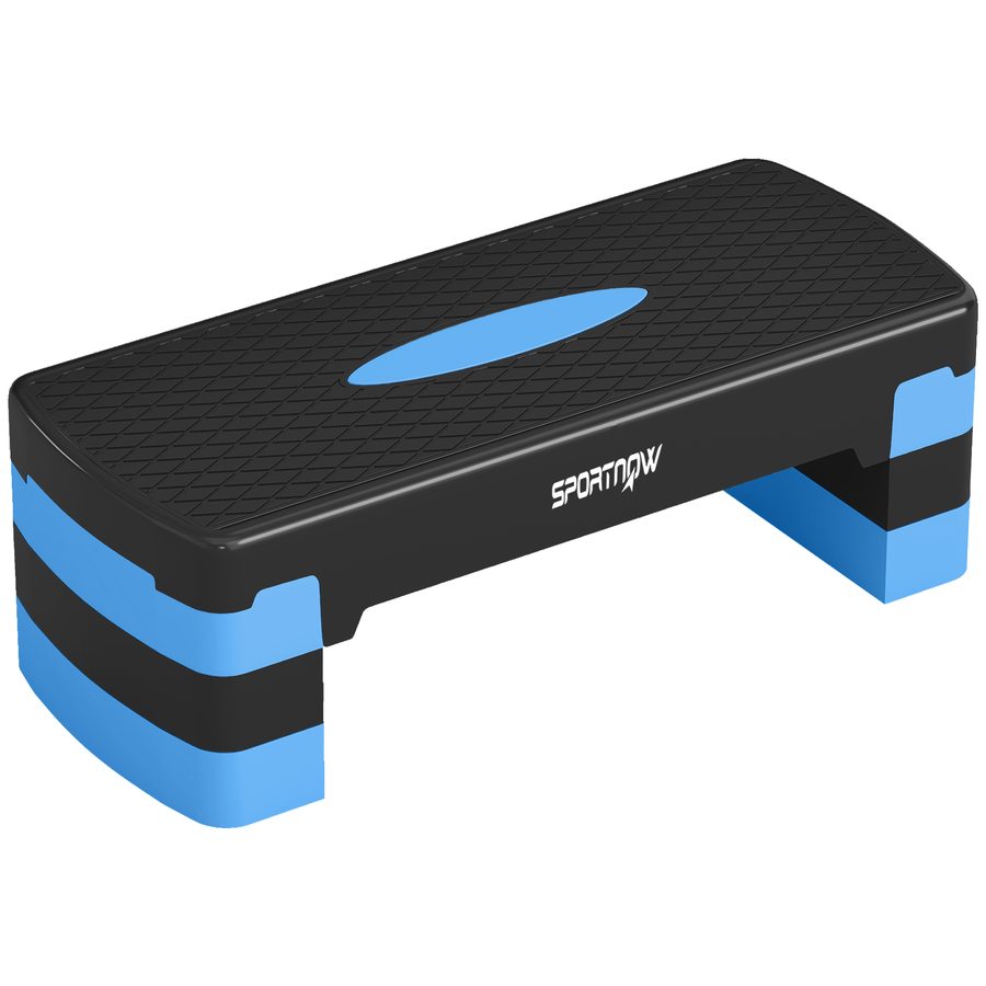 SPORTNOW Aerobic-Stepper 3 Stufen, verstellbare Höhe 10/15/20 cm mit Erhöhungen, rutschfeste Oberfläche, belastbar bis 150 kg, Stepper für Zuhause und Fitnessstudio, Blau   Aosom von SPORTNOW