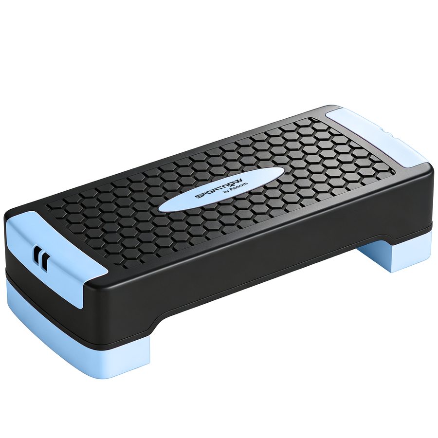 SPORTNOW Steppbrett höhenverstellbar Fitness Aerobic Stepper mit 2 Stufen (11/16 cm) 2 Widerstandsbändern, Anti-Rutsch-Matte, Rutschfest Step Bench für Zuhause Fitnessstudio Büro Blau   Aosom von SPORTNOW