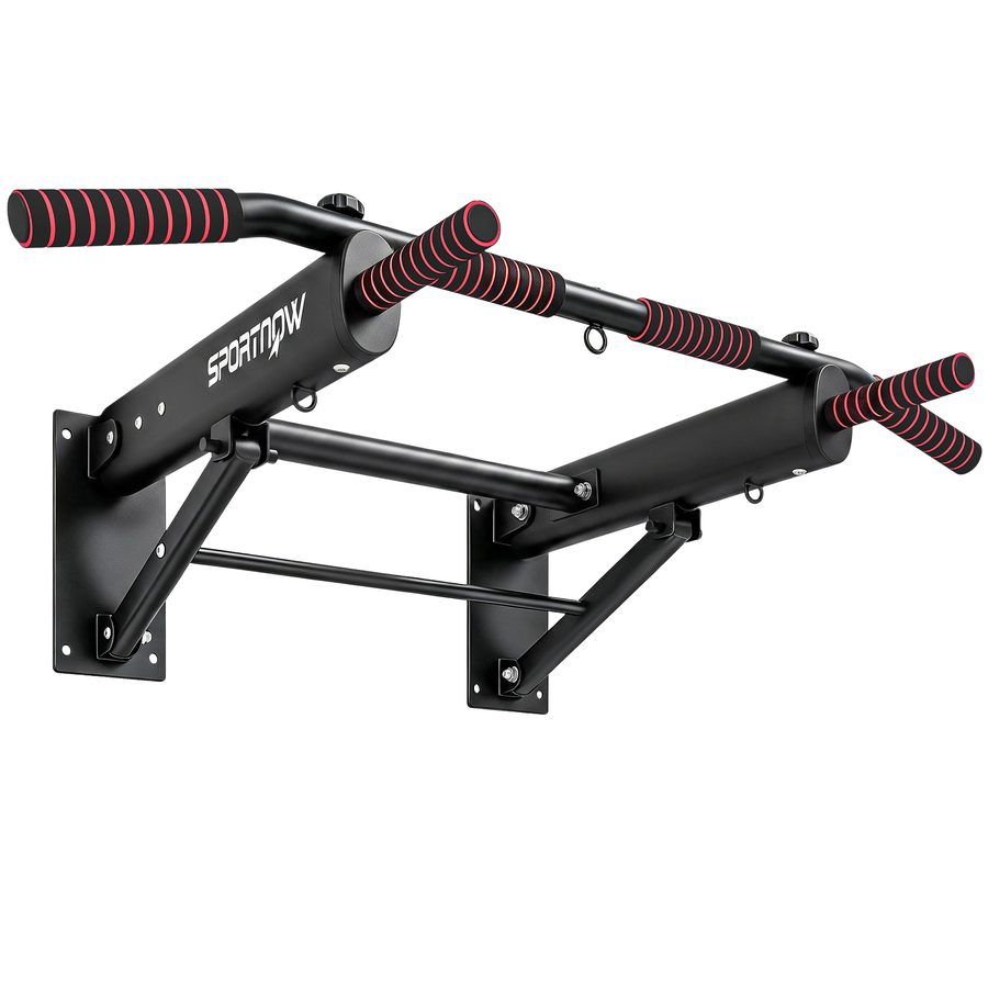 SPORTNOW Klimmzugstange klappbar Klimmzüge mit rutschfesten Griffen, Wandmontage für Türrahmen, maximale Belastung 120 kg, 98 x 65 x 31 cm Schwarz   Aosom von SPORTNOW