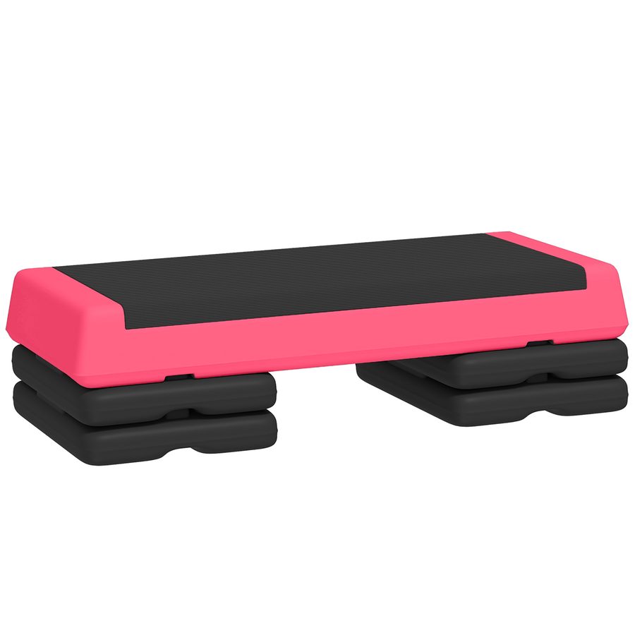 SPORTNOW Aerobic‑Step, rutschfester Fitness‑Step, 3‑stufig höhenverstellbar 10,5/15,5/20,5 cm, 250 kg Traglast, für Training zuhause und im Gym, 77x36x20,5 cm, Rosa und Schwarz   Aosom von SPORTNOW