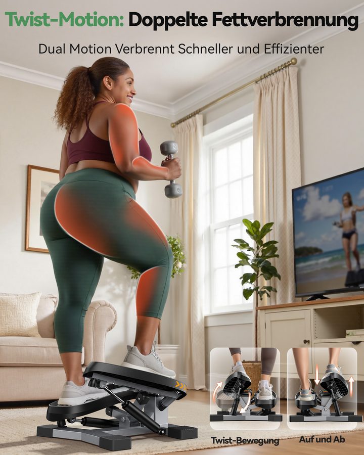 Sportsroyals Exercise Stair Stepper für Zuhause – Up-Down Swing Stepper mit Power Ropes for Bein/Arm/Butt Training, Home Office Fitness Exercise