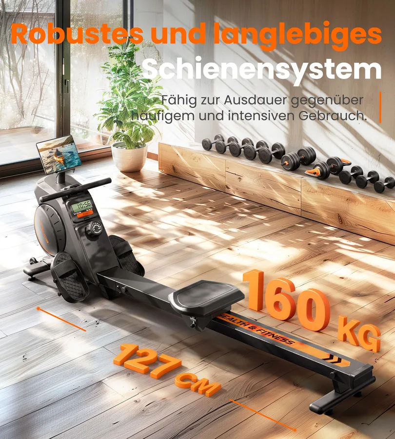 YOSUDA Magnetisches Rudergerät Zuhause   Ultraleise 16 Widerstandsstufen   APP&LCD Bis 160kg Verstaubar